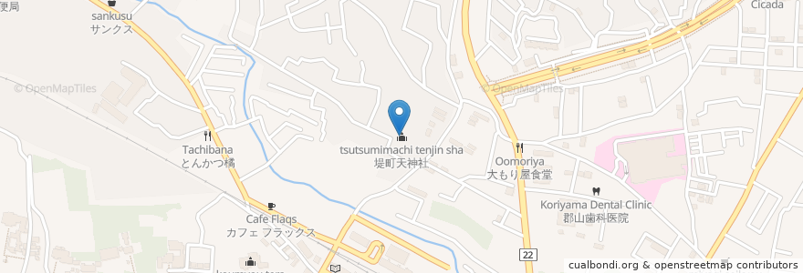 Mapa de ubicacion de 堤町天神社 en Jepun, 宮城県, 仙台市, 青葉区.