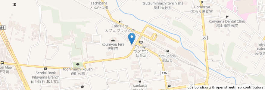 Mapa de ubicacion de 八剣伝 北仙台駅前店 en 日本, 宫城县, 仙台市, 青葉区.