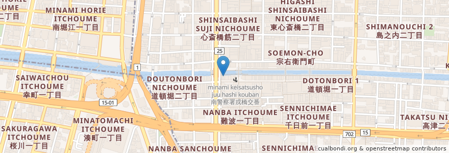 Mapa de ubicacion de 鳥二郎 en Japonya, 大阪府, 大阪市, 中央区.