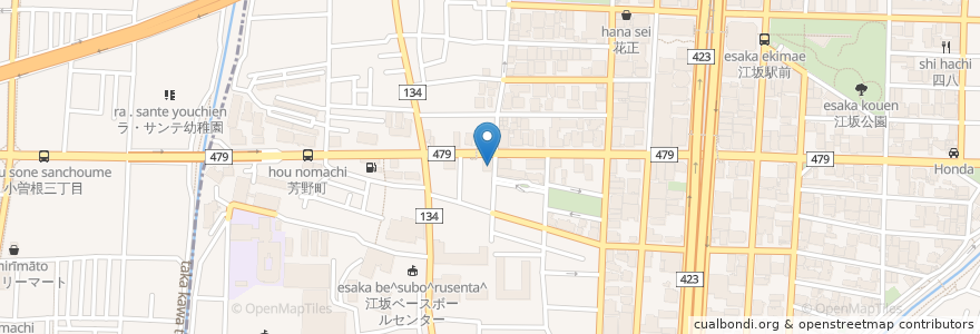 Mapa de ubicacion de 天下一品 en 日本, 大阪府, 吹田市.