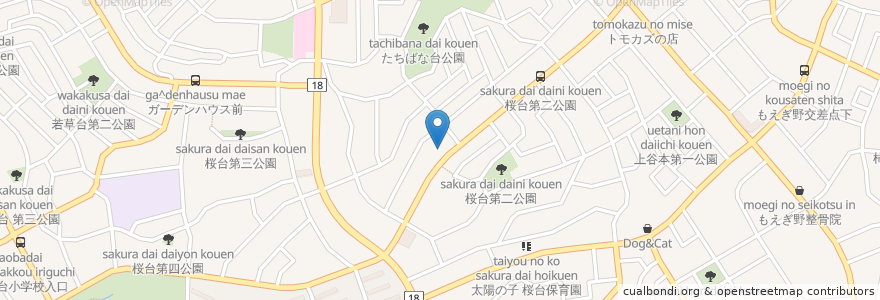 Mapa de ubicacion de とんかつとん亭 en Japão, 神奈川県, 横浜市, 青葉区.