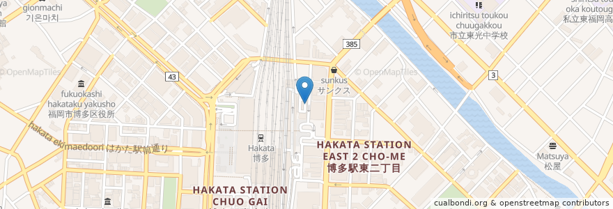 Mapa de ubicacion de 大福うどん en 日本, 福岡県, 福岡市, 博多区.