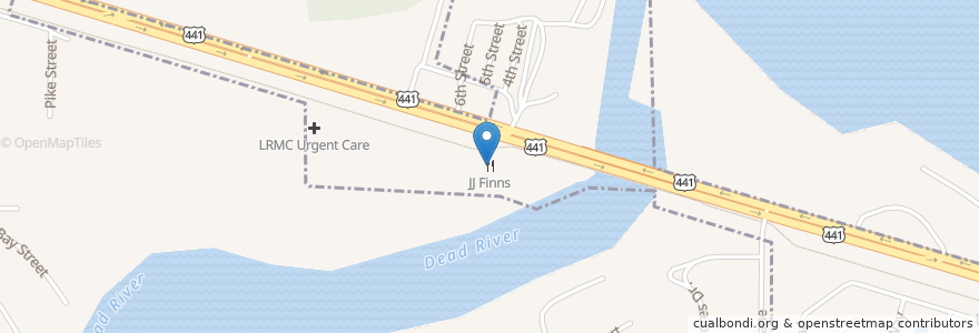Mapa de ubicacion de JJ Finns en États-Unis D'Amérique, Floride, Lake County, Tavares.