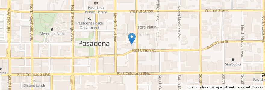 Mapa de ubicacion de California Pizza Kitchen en United States, California, Los Angeles County, Pasadena.