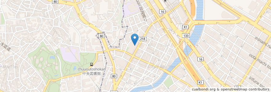 Mapa de ubicacion de 横浜信用金庫 en Japan, Kanagawa Prefecture, Yokohama, Naka Ward, Nishi Ward.