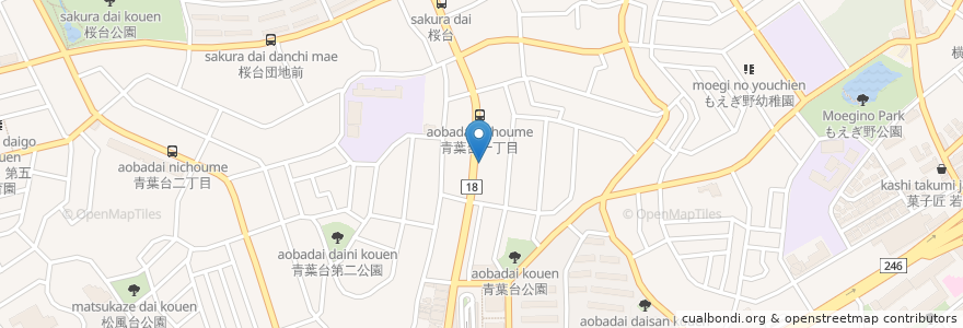 Mapa de ubicacion de 治作寿し en Giappone, Prefettura Di Kanagawa, 横浜市, 青葉区.