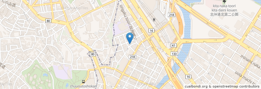 Mapa de ubicacion de 餃子の翠葉 en Japonya, 神奈川県, 横浜市, 西区.