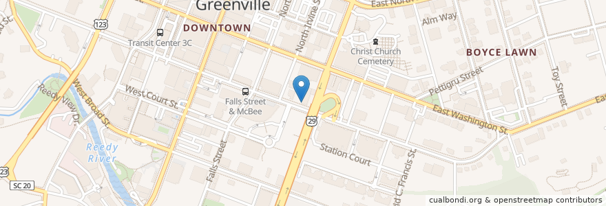 Mapa de ubicacion de Yee-Haw Brewing Company en United States, South Carolina, Greenville County, Greenville.