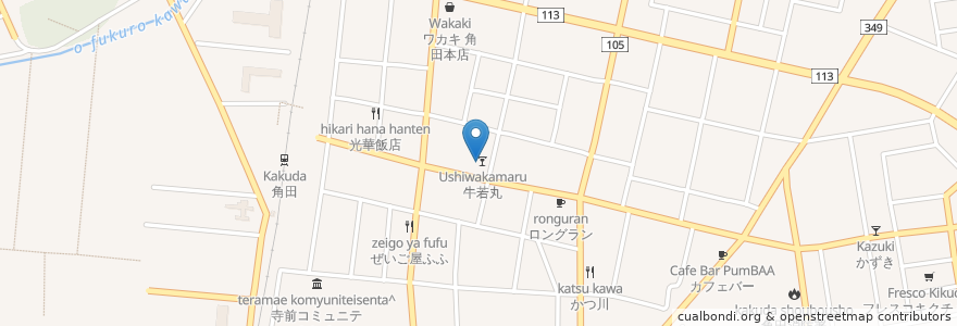 Mapa de ubicacion de 牛若丸 en اليابان, 宮城県, 角田市.