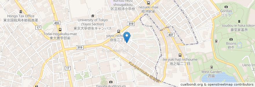 Mapa de ubicacion de 東大浅野 en 日本, 東京都, 文京区.