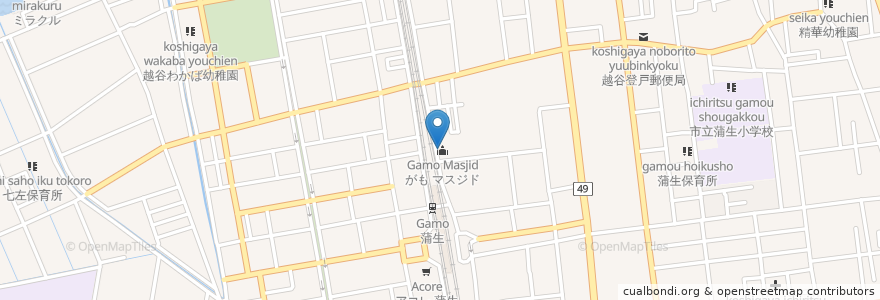 Mapa de ubicacion de バイトルアマンモスク en Japón, Prefectura De Saitama, 越谷市.