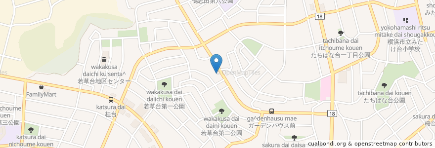 Mapa de ubicacion de こまつ歯科医院 en 일본, 가나가와현, 요코하마시, 青葉区.