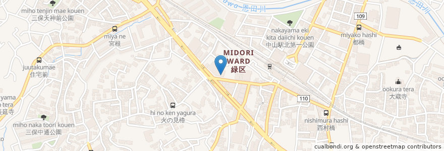Mapa de ubicacion de モスバーガー en Jepun, 神奈川県, 横浜市, 緑区.