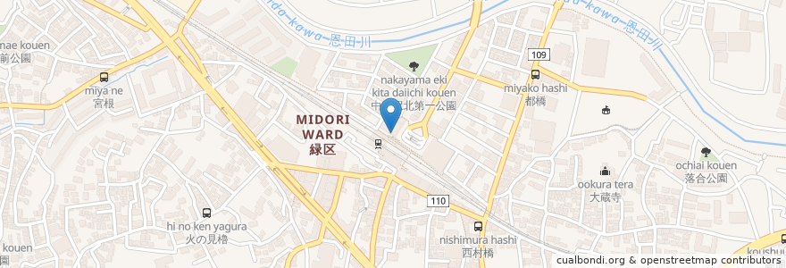 Mapa de ubicacion de 日高屋 en اليابان, كاناغاوا, 横浜市, 緑区.