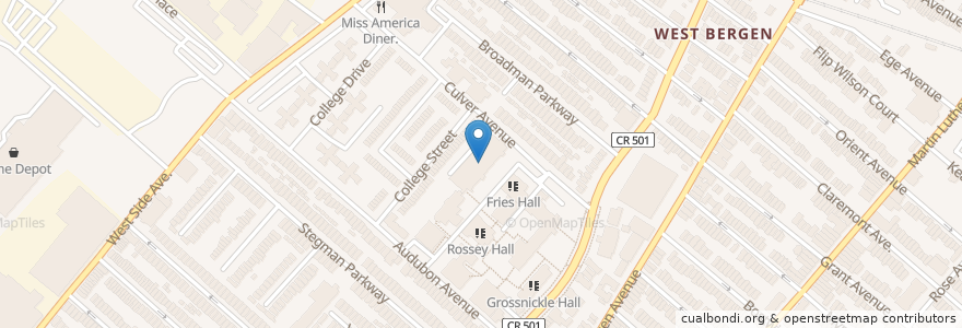 Mapa de ubicacion de Gilligan Student Union Building en Amerika Syarikat, New Jersey, Hudson County, Jersey City.
