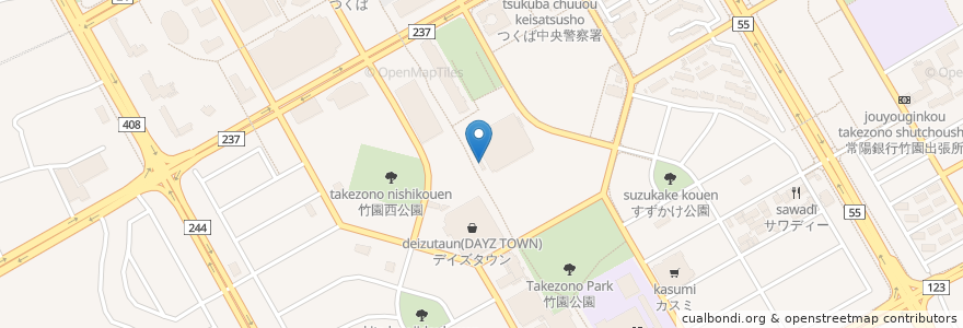 Mapa de ubicacion de Cafe Bergar en 日本, 茨城県, つくば市.
