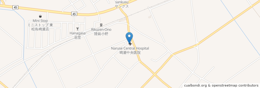 Mapa de ubicacion de 鳴瀬中央医院 en Japão, 宮城県, 東松島市.
