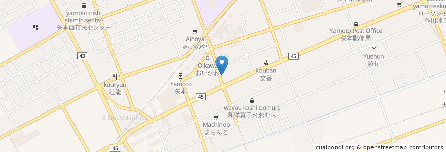 Mapa de ubicacion de 矢本薬局 en 日本, 宮城県, 東松島市.