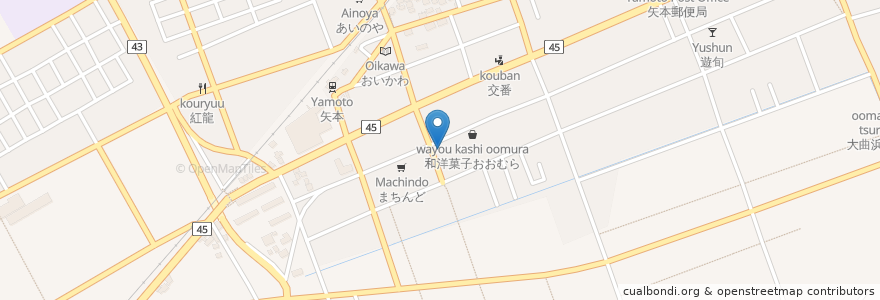 Mapa de ubicacion de 七十七銀行 矢本支店 en Япония, Мияги, 東松島市.