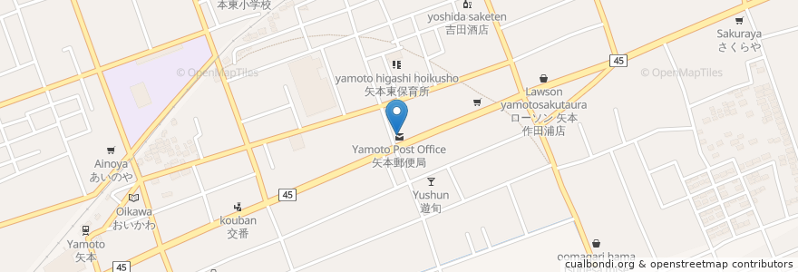 Mapa de ubicacion de 矢本郵便局 en Япония, Мияги, 東松島市.