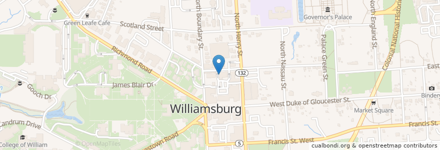 Mapa de ubicacion de Blue Talon en États-Unis D'Amérique, Virginie, Williamsburg.