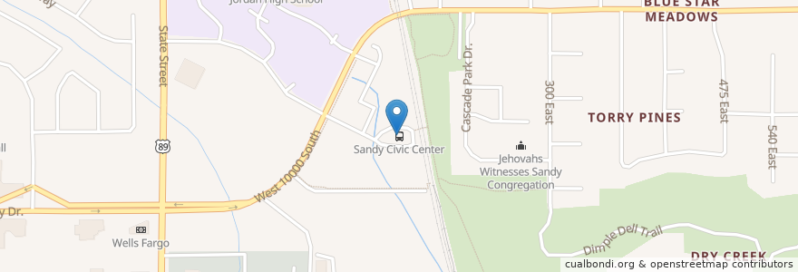 Mapa de ubicacion de Sandy Civic Center en 美利坚合众国/美利堅合眾國, 犹他州 / 猶他州, Salt Lake County, Sandy.