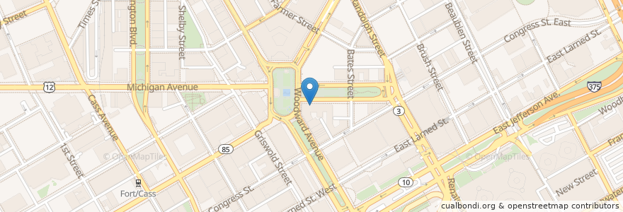 Mapa de ubicacion de Central Kitchen + Bar en Amerika Birleşik Devletleri, Michigan, Detroit.