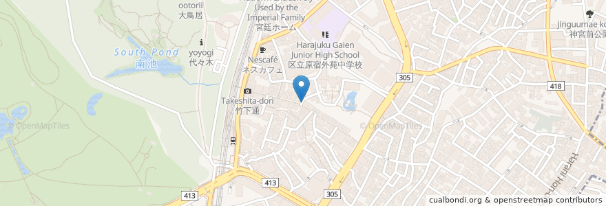 Mapa de ubicacion de マリオンクレープ en Japan, Tokio, 渋谷区.
