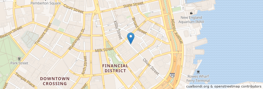 Mapa de ubicacion de Flame Cafe en United States, Massachusetts, Suffolk County, Boston.