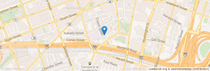 Mapa de ubicacion de Mike & Patty's en الولايات المتّحدة الأمريكيّة, ماساتشوستس, مقاطعة سوفولك, بوسطن.