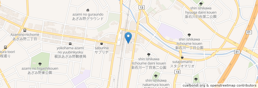 Mapa de ubicacion de 大内耳鼻咽喉科 en ژاپن, 神奈川県, 横浜市, 青葉区.