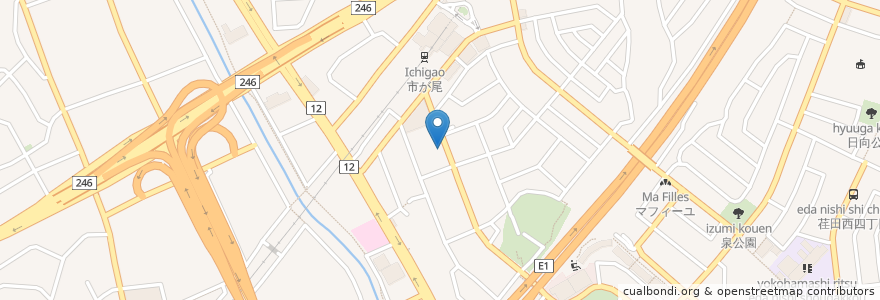 Mapa de ubicacion de ニシカタ薬局 en 日本, 神奈川県, 横浜市, 青葉区.