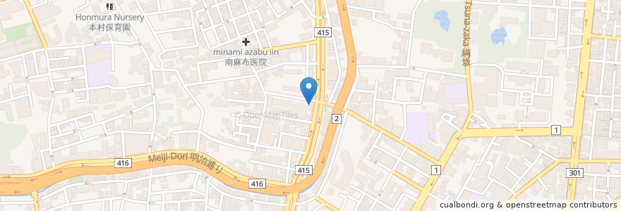 Mapa de ubicacion de 麻布菜館 en Japan, 東京都, 港区.