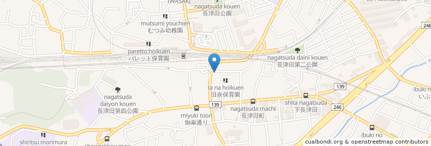 Mapa de ubicacion de えがお薬局 en Japon, Préfecture De Kanagawa, 横浜市, 緑区.