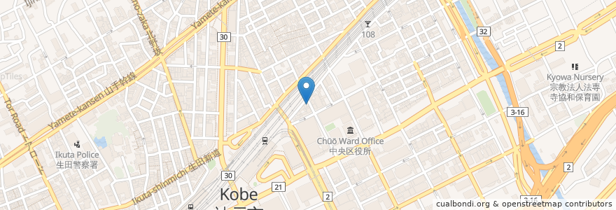 Mapa de ubicacion de えびす en 日本, 兵库县/兵庫縣, 神户市, 中央区.