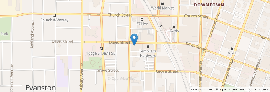 Mapa de ubicacion de Five and Dime en 미국, 일리노이, Evanston.