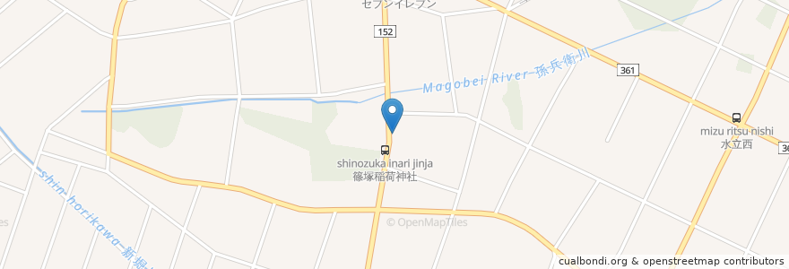 Mapa de ubicacion de 篠塚稲荷神社 en 日本, 群馬県, 邑楽郡, 邑楽町.