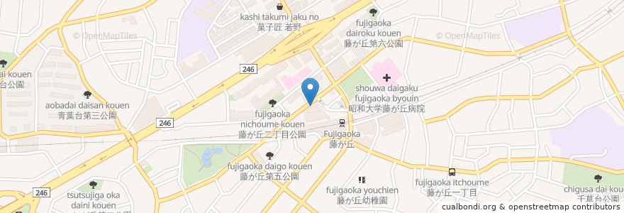 Mapa de ubicacion de カフェコロラド en Japão, 神奈川県, 横浜市, 青葉区.