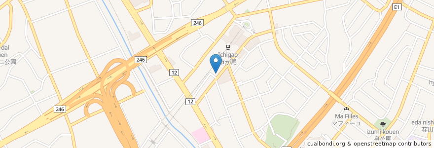 Mapa de ubicacion de 市ヶ尾調剤薬局 en 일본, 가나가와현, 요코하마시, 青葉区.