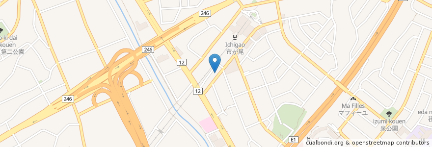 Mapa de ubicacion de 焼肉香花園 en Japonya, 神奈川県, 横浜市, 青葉区.