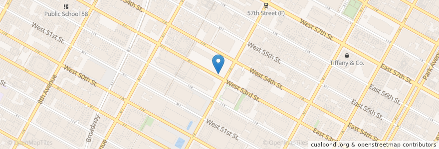 Mapa de ubicacion de The Halal Guys en 美利坚合众国/美利堅合眾國, 纽约州 / 紐約州, 纽约, 纽约县, Manhattan, Manhattan Community Board 5.
