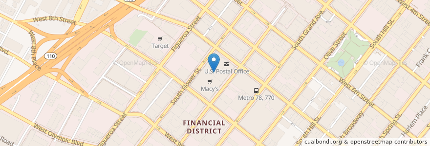 Mapa de ubicacion de Food Court en アメリカ合衆国, カリフォルニア州, Los Angeles County, ロサンゼルス.