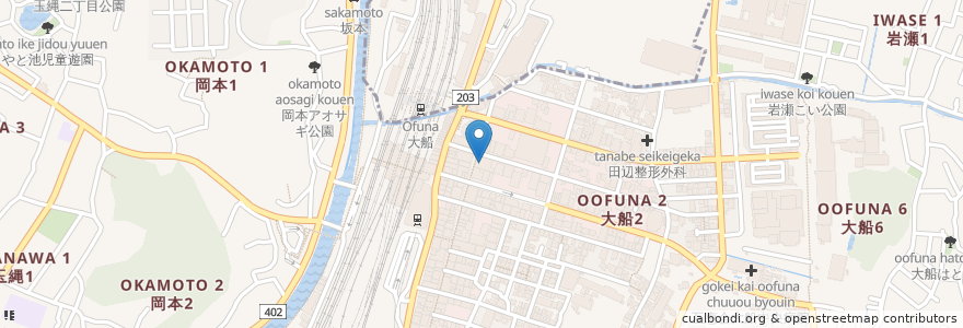 Mapa de ubicacion de 横浜銀行 en 日本, 神奈川縣, 镰仓.