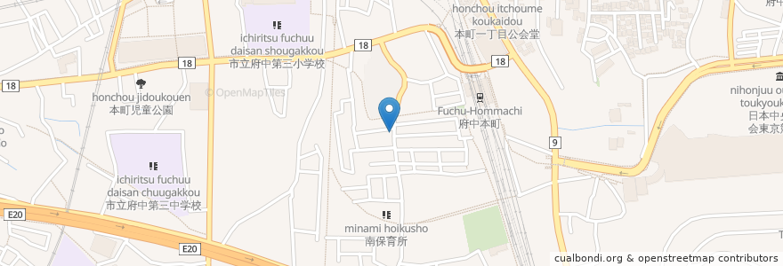 Mapa de ubicacion de うな政 en Япония, Токио, Футю.