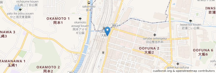 Mapa de ubicacion de ケンタッキーフライドチキン en 日本, 神奈川県, 鎌倉市.