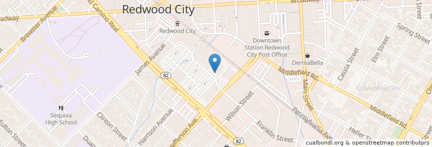 Mapa de ubicacion de Citibank en United States, California, San Mateo County, Redwood City.
