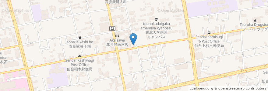 Mapa de ubicacion de 上海王飯店 en ژاپن, 宮城県, 仙台市, 青葉区.