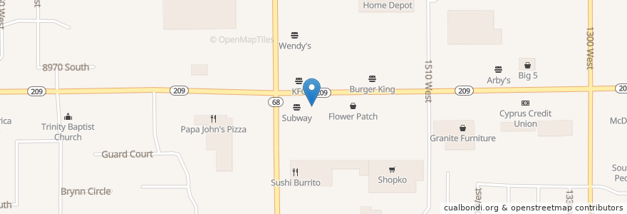 Mapa de ubicacion de Taco Bell en 미국, 유타 주, Salt Lake County, West Jordan.