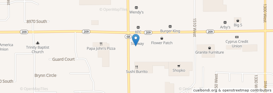 Mapa de ubicacion de Carl's Jr. en Verenigde Staten, Utah, Salt Lake County, West Jordan.