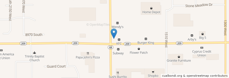 Mapa de ubicacion de Jimmy John's en Stati Uniti D'America, Utah, Salt Lake County, West Jordan.
